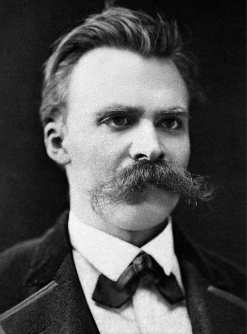 Retrato de Friedrich Nietzsche, filósofo alemão considerado um dos principais representantes da antifilosofia e crítico da metafísica ocidental.