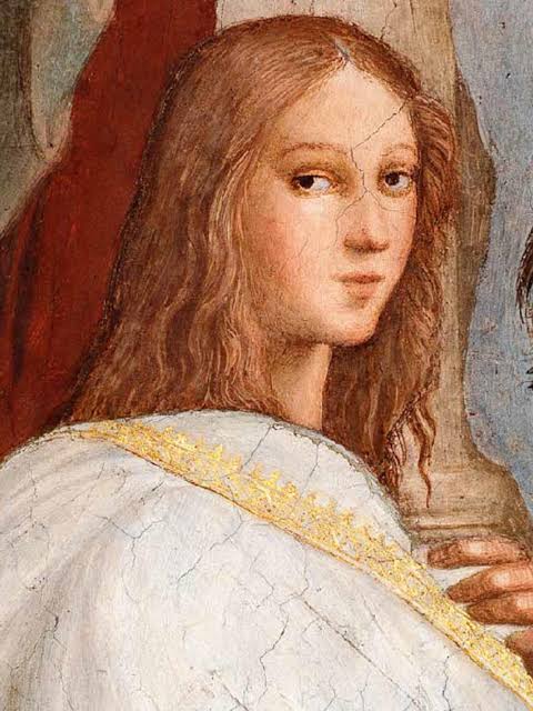 Retrato de Hipátia de Alexandria, uma das mais influentes mulheres na filosofia da Antiguidade, reconhecida por suas contribuições à matemática, astronomia e pensamento neoplatônico.